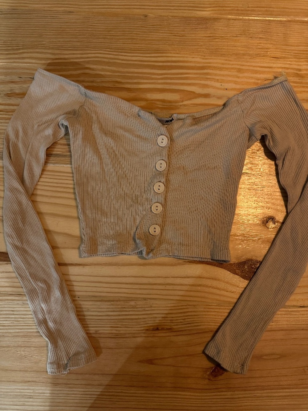 Tan off shoulder crop top